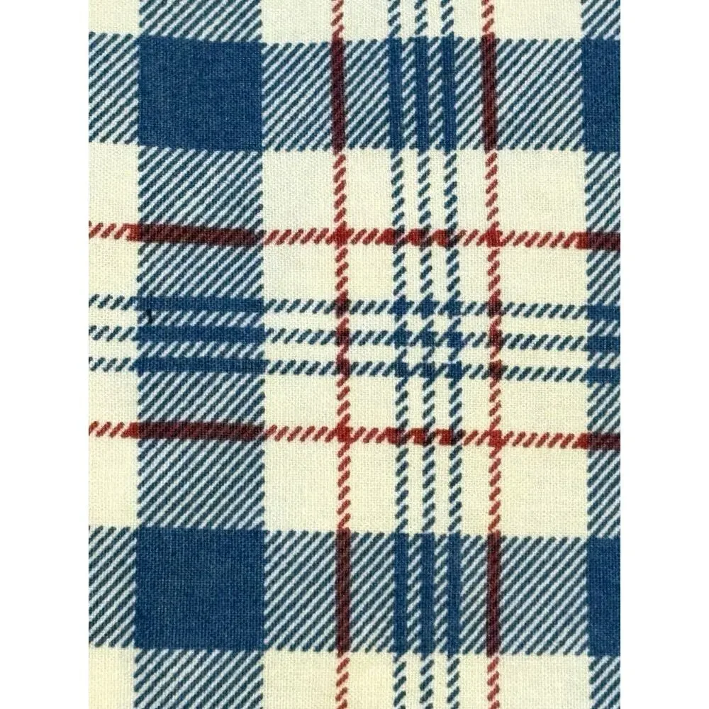Ralph Lauren Oakley Red Blue Ivory Plaid Pair KING Pillowcases Cotton USA Exclnt